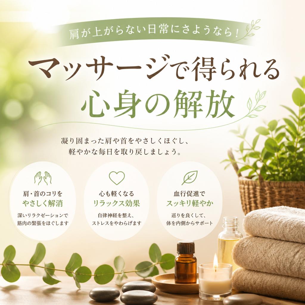 肩が上がらない日常を少しでも楽に！マッサージで得られる心身の解放