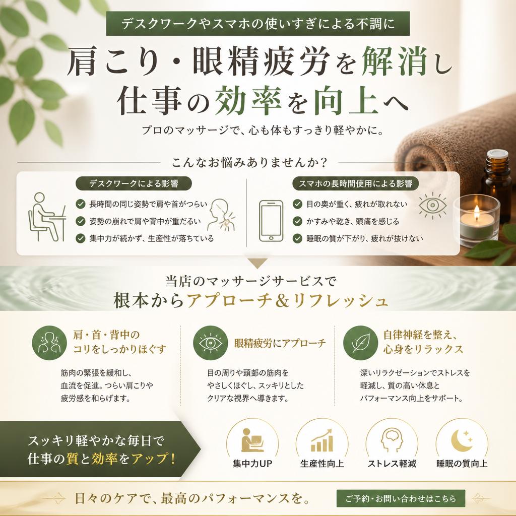 肩こり・眼精疲労対策