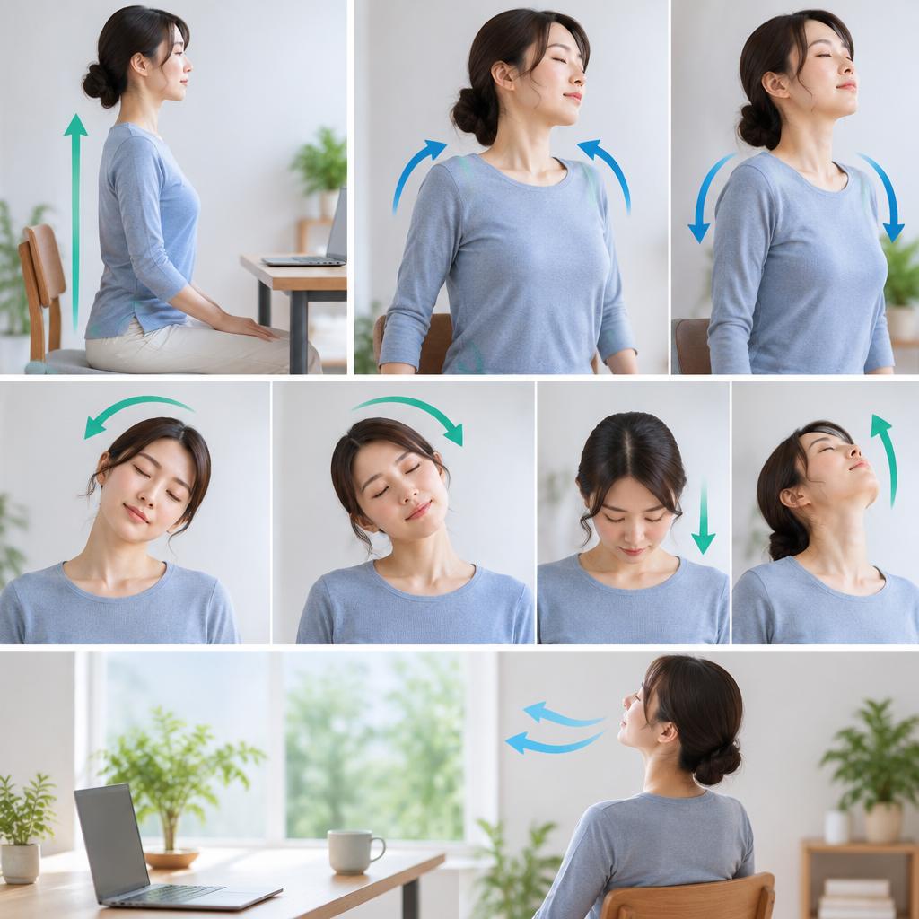椅子に座ったままでOK！肩回しと首まわりのやさしいストレッチ